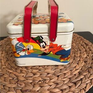 Disney Mickey Mouse Skating Tin Box with Rainbow Accents 1970,s